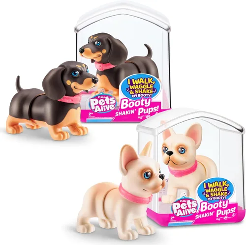 Vista 8 de Pets Alive Booty Shakin' Pups (Corgi & Pug) de ZURU, juguetes interactivos de perros en miniatura que caminan, menean y sacuden el trasero, juguete
