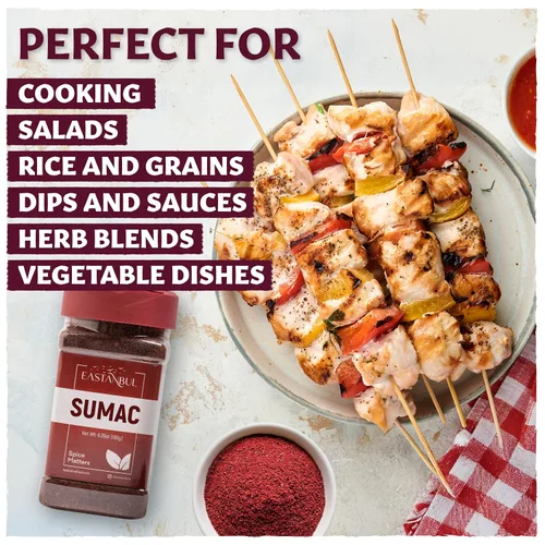 Vista 4 de Eastanbul Sumac Spice, 6.4 onzas, zumaco molido, condimento de especias turcas Fresh Farm para platos mediterráneos y platos de Oriente Medio, polvo