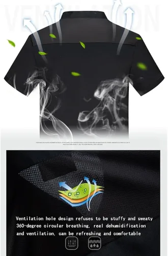Vista 4 de Chef Uniform for Women Men Chef Jacket Short Sleeve Lightweight Chef Coat Comfortable for Kitchen Cooking