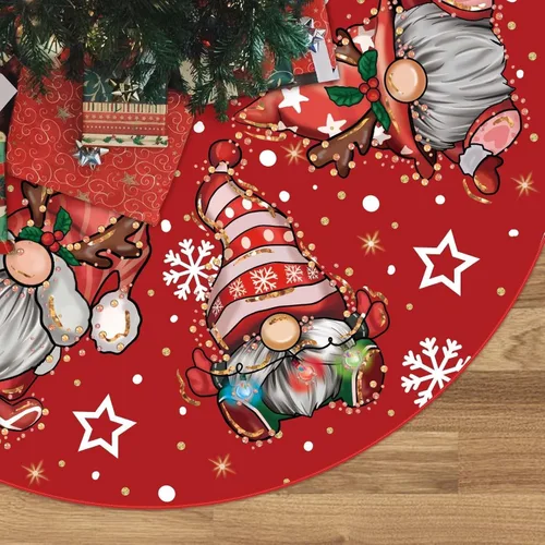 Vista 9 de Falda de árbol de Navidad, falda de árbol de Navidad, gnomos con purpurina, copo de nieve, falda de árbol de invierno de 36 pulgadas para decoración