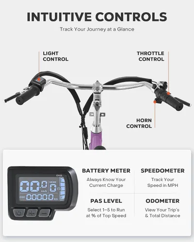 Vista 7 de VIRIBUS Triciclo eléctrico para adultos, triciclo eléctrico de 24 26 pulgadas con batería extraíble de 468 Wh, 250 W/350 W (pico 500 W) bicicletas
