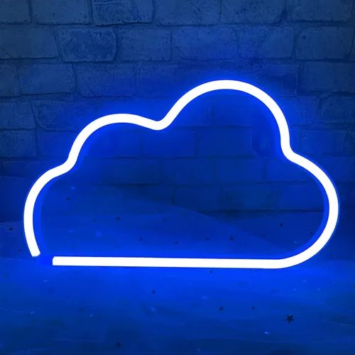Vista 8 de Luz de neón LED en forma de nube para decoración de pared, luces de pared en forma de nube con alimentación por batería o USB para habitación Azul