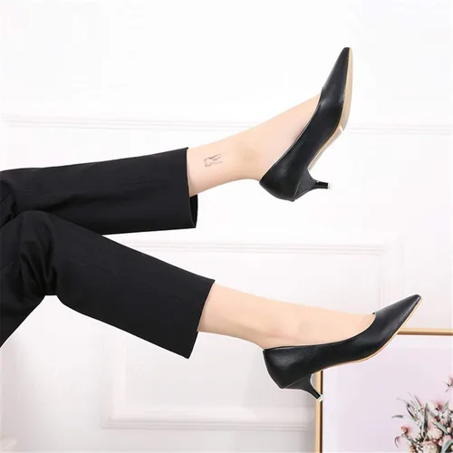 Vista 4 de Stunner Zapatos de tacón bajo con punta puntiaguda de moda clásica para mujer