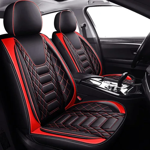 Vista 12 de FREESOO Fundas de asiento delantero de automóvil, 2 unidades, protector de cuero para asiento del conductor, compatible con bolsa de aire, ajuste