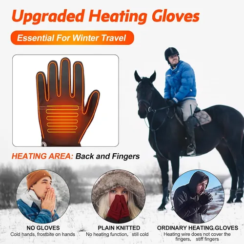 Vista 8 de Guantes calefactables con batería eléctrica recargable, guantes térmicos transpirables para hombres y mujeres, guantes delgados con calefacción