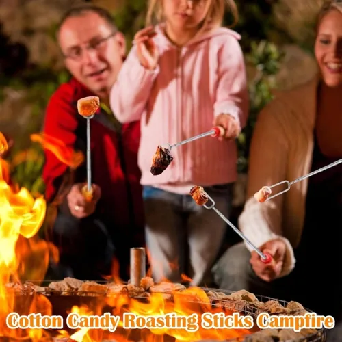 Vista 5 de 12 palitos Smores para hoguera para hoguera, malvaviscos, accesorios para fogata de 32 pulgadas, de acero inoxidable, brochetas para perros
