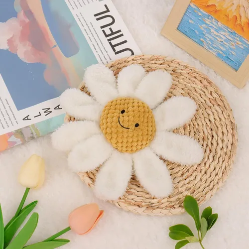 Vista 3 de Apricot Lamb Baby Lovey Daisy - Sonajero suave, flores de peluche para recién nacido, suaves más de 0 meses (margarita blanca)