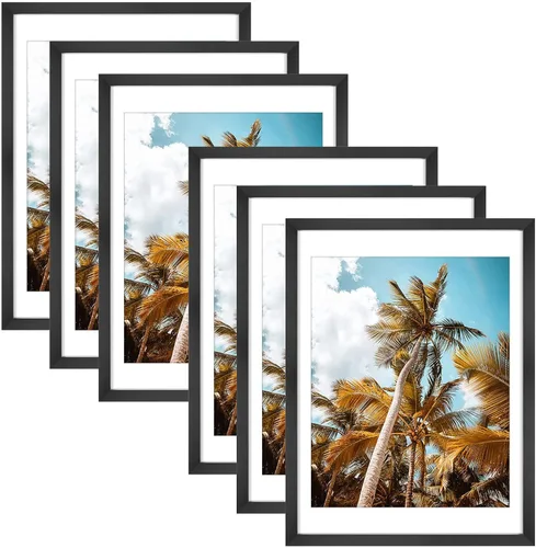 Vista 30 de Frametory, Marco de fotos de 11 x 14 pulgadas con paspartú para fotos de 8 x 10 pulgadas, moldeado ancho de vidrio de alta definición, accesorios