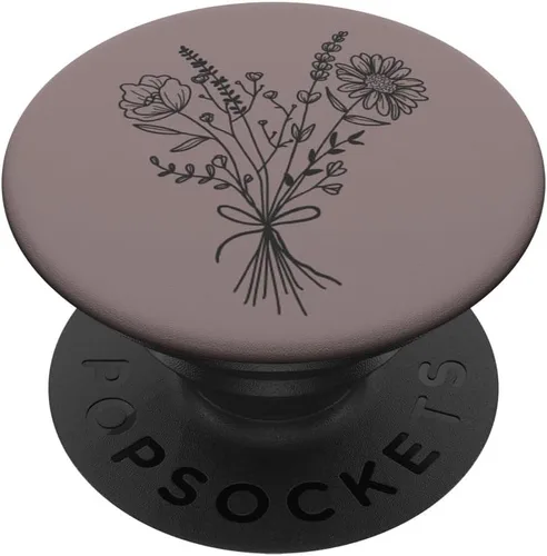 Vista 6 de PopSockets MagSafe PopGrip con diseño floral de flores silvestres neutras para iPhone