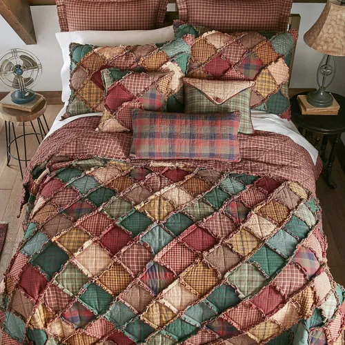 Vista 10 de Donna Sharp Edredón de algodón tamaño King - Campfire Lodge Patrón de piezas y patchwork, lavable a máquina