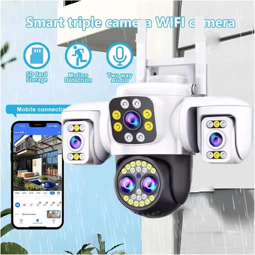 Vista 7 de Cámara de seguridad al aire libre PTZ WiFi de pantalla triple de 20MP 10K UK