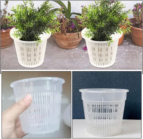 Vista 3 de Breathable Control Root Orchid Plastic Flower Pots with Holes, 3 Pcs