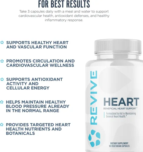 Vista 5 de Revive MD Health Supplements, 90 cápsulas vegetarianas – Suplemento CoQ10 apoya la función muscular cardíaca – Coenzima Q10 200 mg promueve un flujo