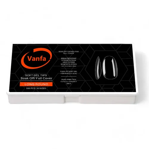 Vista 15 de Vanfa Punta de gel suave para extensiones de uñas, puntas de uñas a presión, puntas de cobertura completa (transparente - almendra mediana)