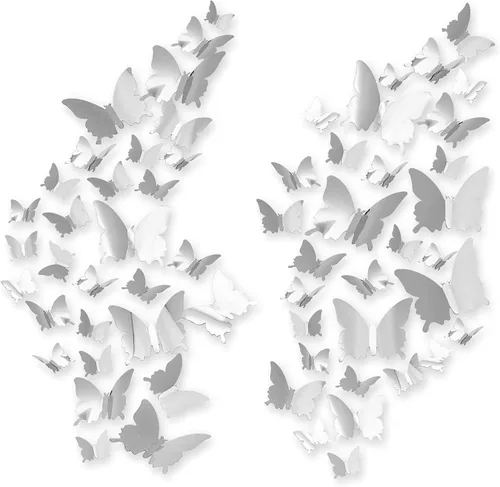 Vista 7 de 60 calcomanías de mariposa de espejo, decoraciones de mariposa 3D extraíbles de CAYUDEN calcomanías de pared mariposas azules, decoración de pared