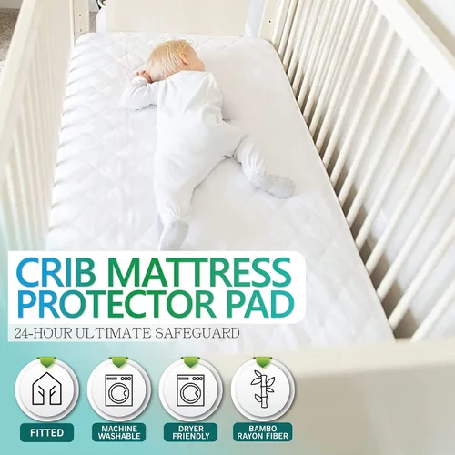 Vista 6 de 2 Pack Bamboo Waterproof Crib Mattress Protector Pad (Mom's Choice Award Winner) by Margaux & May - Noiseless - Dryer Friendly - Deluxe Bamboo Rayon