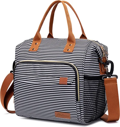 Vista 21 de TuErCao - Bolsa de almuerzo pequeña, ligera y aislada para mujer; para trabajo, portátil, suave enfriador para pícnic, viajes, viajes por carretera