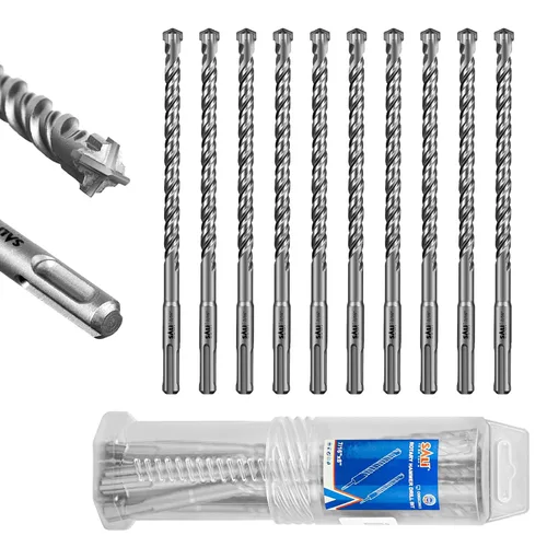 Vista 41 de SALI 10 brocas de martillo giratorio SDS Plus de 1/2 x 6 pulgadas, kit de broca para hormigón, material de carburo de doble rosca de tipo cruzado
