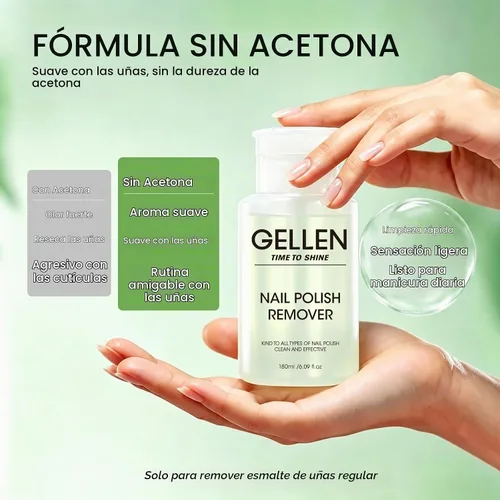 Vista 3 de Gellen Removedor de esmalte de uñas, sin acetona, para esmalte de uñas