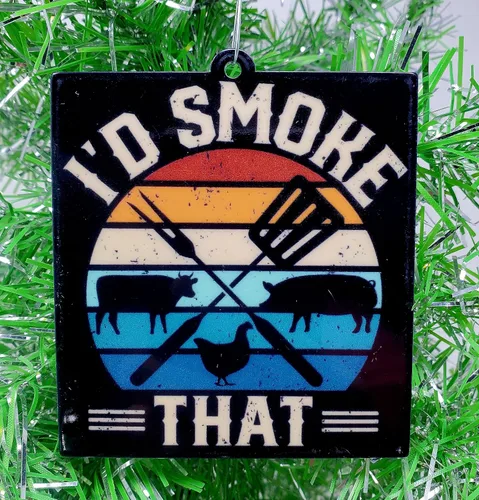 Vista 2 de Adorno navideño con temática de barbacoa - I'd Smoke That (B70)