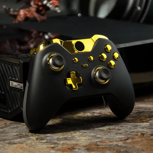 Vista 5 de eXtremeRate LB RB LT RT Bumpers Triggers D-Pad ABXY Start Back Sync Buttons, Chrome Gold Full Set Buttons Repair Kits with Tools for Xbox One