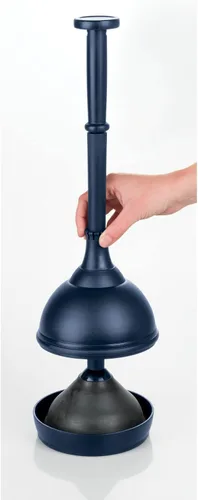 Vista 3 de mDesign Hyde Collection - Juego de émbolo de inodoro de plástico con tapa de elevación y bloqueo, soporte de almacenamiento independiente compacto