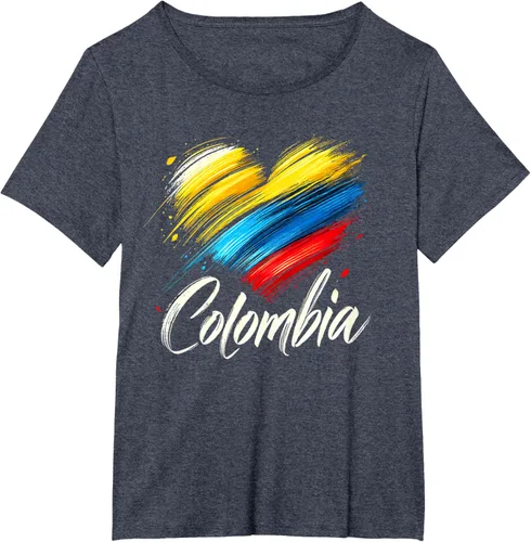 Vista 38 de Camiseta de orgullo colombiano con corazón de la bandera de Colombia