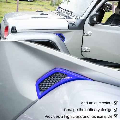 Vista 4 de Bonbo 2 unidades de accesorios exteriores para molduras de rueda, molduras de salida de aire acondicionado lateral para Jeep Wrangler JL JLU Sports