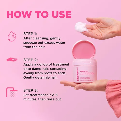 Vista 3 de Design.Me PUFF.ME - Látigo de tratamiento voluminizador Máscara voluminizadora ligera con ácido hialurónico para cabello fino y mediano Añade