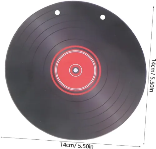 Vista 2 de 2 juegos de guirnaldas retro de rock y pancarta con notas musicales negras y decoraciones colgantes de registros, decoración de fiesta de cartulina