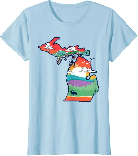 Vista 24 de Michigan Outside - Camiseta con ilustración artística