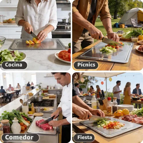 Vista 8 de Juego de tablas de cortar de titanio de 3 piezas para cocina
