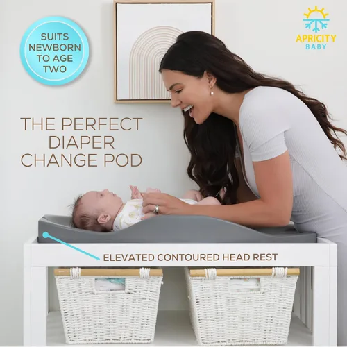 Vista 5 de Apricity Baby Cambiador de pañales – Cambiador de espuma impermeable con lados elevados, base antideslizante y diseño portátil, extra grande de 31.5