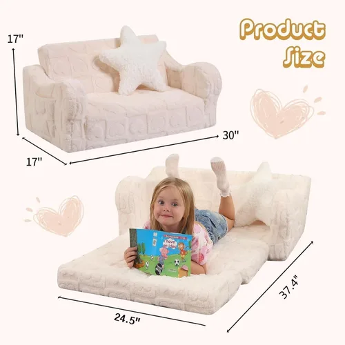 Vista 92 de MOMCAYWEX - Sofá para niños, 2 en 1, plegable, piel de melocotón, color azul