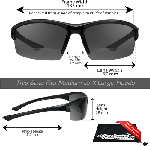 Vista 2 de proSPORT Lentes de sol bifocales polarizados para lectura para hombres y mujeres, lentes color marrón ahumado, lector bifocal tintado
