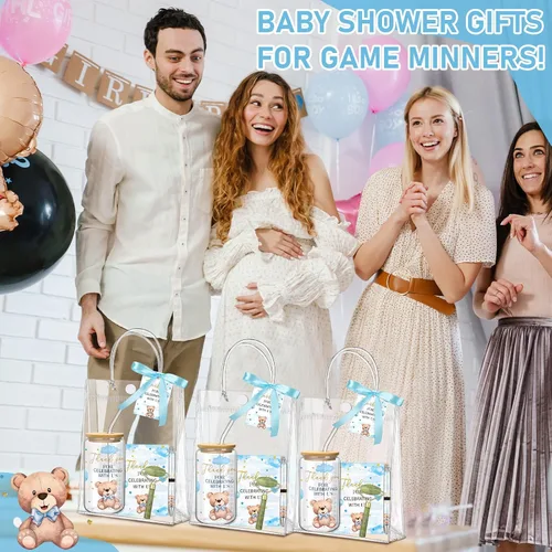 Vista 7 de Reallnaive Juego de 6 Premios de Juego de Baby Shower de Oso para Jugadores Ganadores Vasos con Tapas Pajitas Rodillo para Cara Bolígrafos Cuadernos