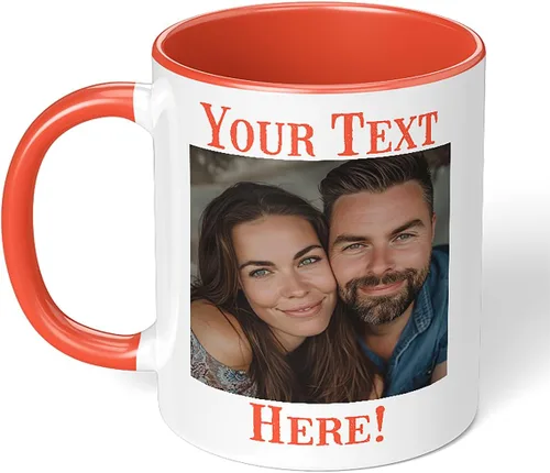 Vista 20 de Taza de café de cerámica negra personalizada de 11 onzas con texto, mensaje, tu texto aquí, nombre, DYE Taza para Cafe personalizadas, con foto