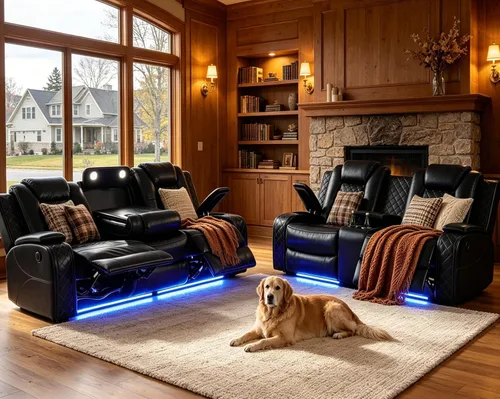 Vista 15 de Pon Living Luxurious Leather Reclining Sofa Set with LED for Living Room