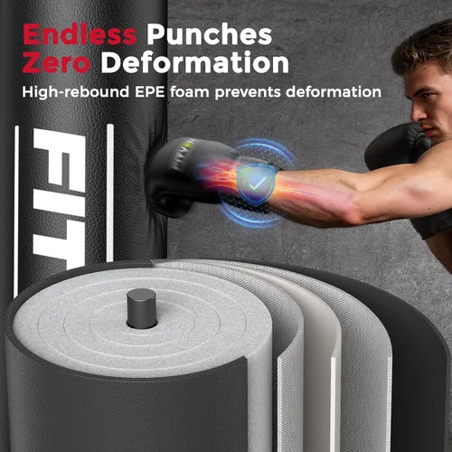 Vista 11 de FITVEN - Bolsa de boxeo independiente con guantes de boxeo, bolsa de boxeo pesada con base de ventosa - Bolsa de kickboxing para hombres