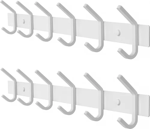 Vista 17 de Perchero pequeño de montaje en pared, de níquel cepillado, de acero inoxidable de 6 pulgadas, con 2 ganchos dobles resistentes, colgador de pared