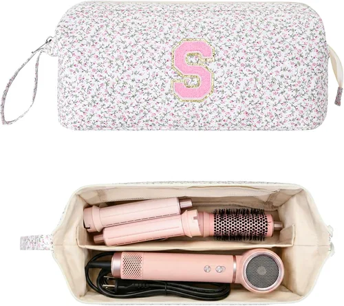Vista 26 de Bolsa de viaje para herramientas para el cabello con inicial compatible con Estampado de leopardo