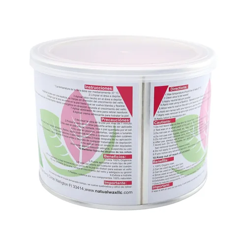 Vista 4 de Cera depilatoria de cera natural, hidratante 100% orgánica, de uso profesional, depilación, ideal para áreas pequeñas y pieles sensibles (14 onzas)