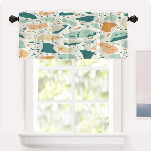 Vista 53 de Shrahala Abstract Colorful Blackout Curtain Tiers, Modern Ative Kitchen Valance Light Blocking Tier Drapes with Rod Pocket, 2 Pack 26 X 24 in