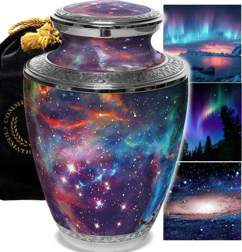 Vista 13 de Commemorative Cremation Urns Urnas de cremación personalizadas decorativas hechas a mano para mujeres (aurora boreal extragrandes)