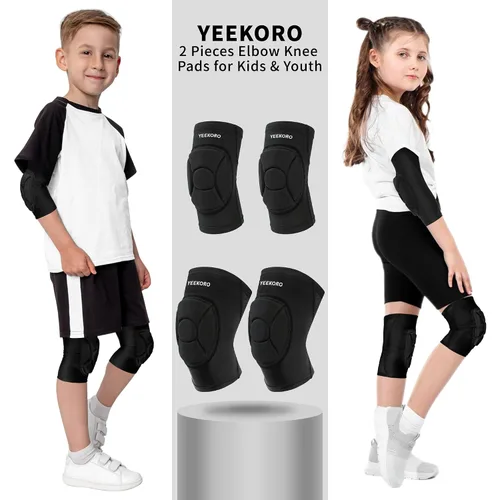 Vista 3 de Kids Knee Pads + Elbow Pads, Compression Support Sleeve with Thickened Pad, Breathable & Lightweight Protective Gear for Basketball Wrestling