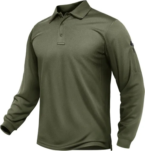 Vista 9 de TACVASEN - Camisas polo de manga larga para hombre de secado rápido, tácticas, para golf, con cuello, ligeras, transpirables, que absorben