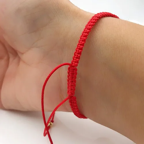 Vista 4 de Hand-Woven Thread Bracelet for Women with St. Benedict Medal and Small Nacre Cross - Adjustable Size and Perfect for Women