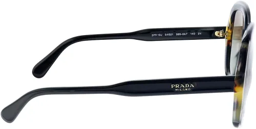 Vista 3 de Prada PR 16US 3890A7 - Lentes de sol cuadrados de plástico negro con lente gradiente gris