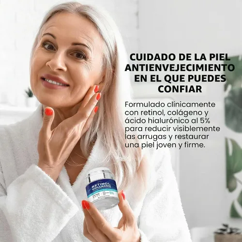 Vista 6 de Hidratante facial para la piel envejecida: crema antiarrugas para mujeres mayores y hombres de 50 y 60 años más con retinol, colágeno y ácido