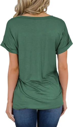 Vista 2 de Miholl Camiseta holgada, informal, de manga corta, con cuello en V, para mujer